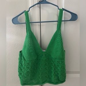 Green Zara crochet top